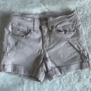 SO Light Pink Midi Ripped Cuffed Denim Shorts Size 1 (Juniors)